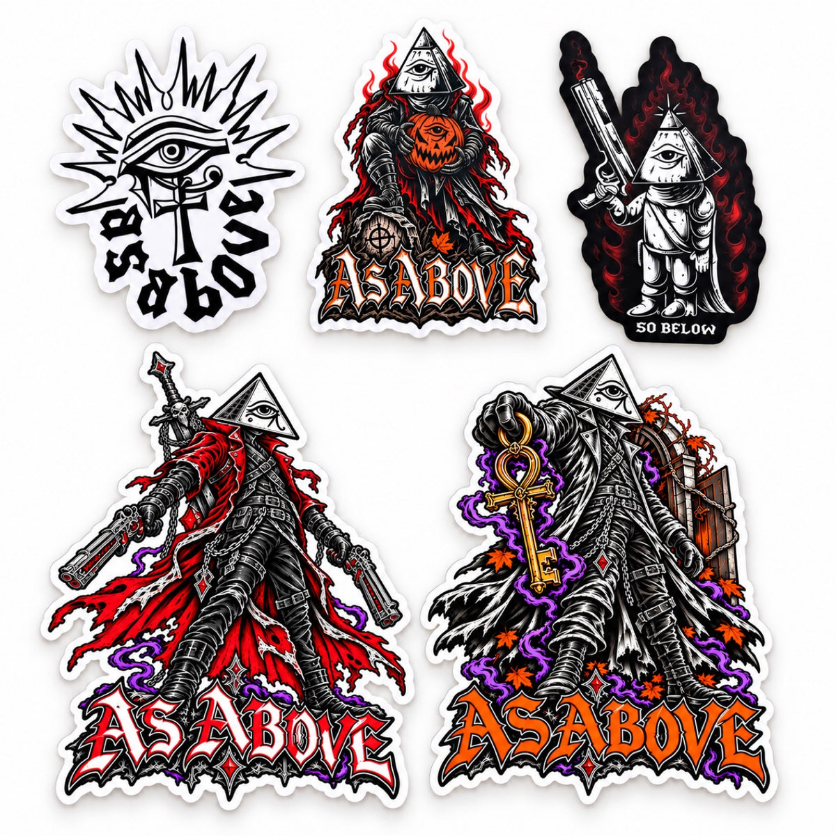 As Above sticker pack — all five designs
