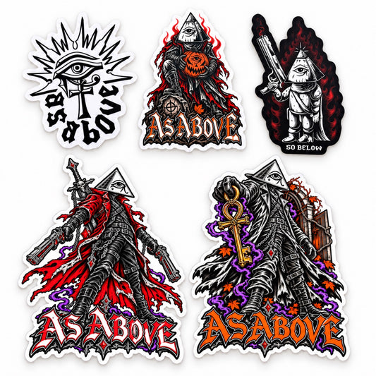 As Above sticker pack — all five designs
